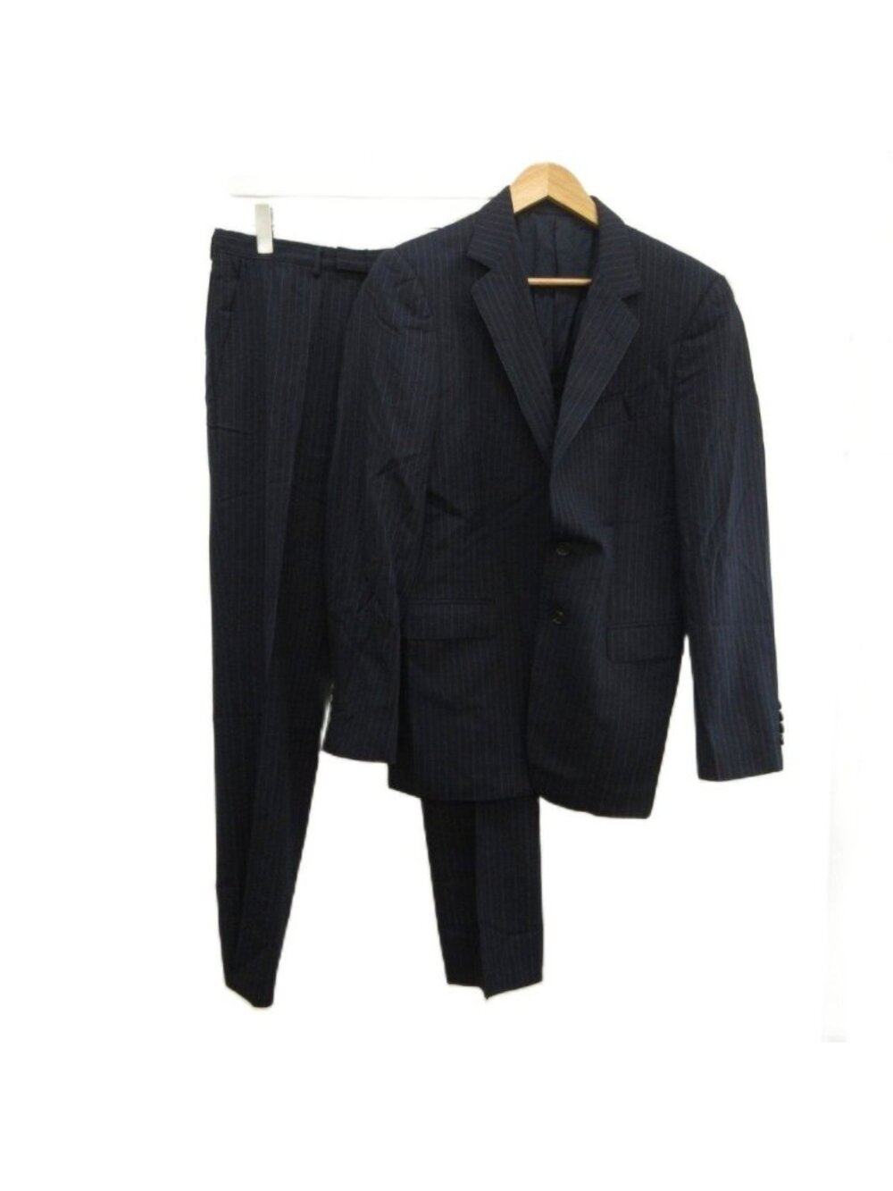 Gucci Single Suit Set Tailored Jacket Fully Lined Pants Trousers Stripe M Navy